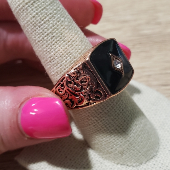 Men's 14k Rose Gold Plated White Sapphire ring - Picture 15 of 15